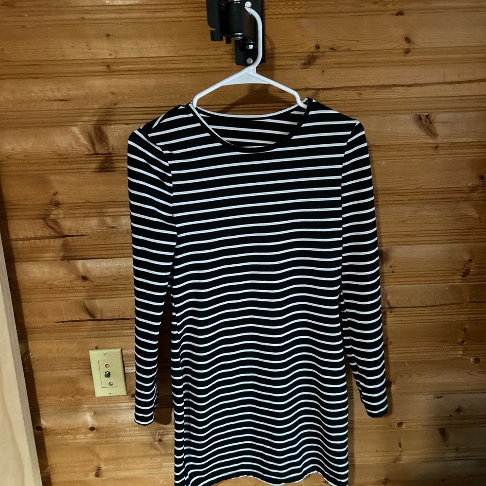 black and white striped dress